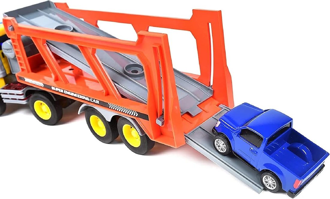 17" Vehicle Transport with 4 Diecast Trucks — view 6