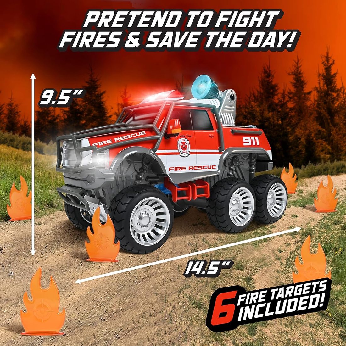 Fire Rescue Off Road Over 14" Firetruck Toy — view 2